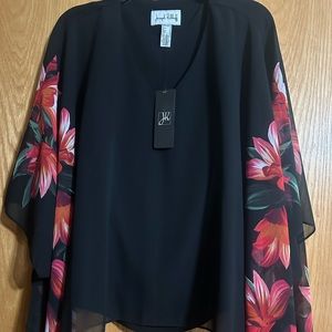 Joseph Ribkoff Black Tunic with Red Floral Accents